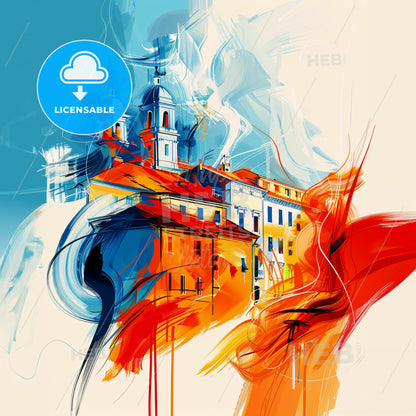 Vibrant Trieste , Italy - A Painting Of A Building