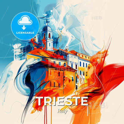 Vibrant Trieste , Italy - A Painting Of A Building - Square format print template