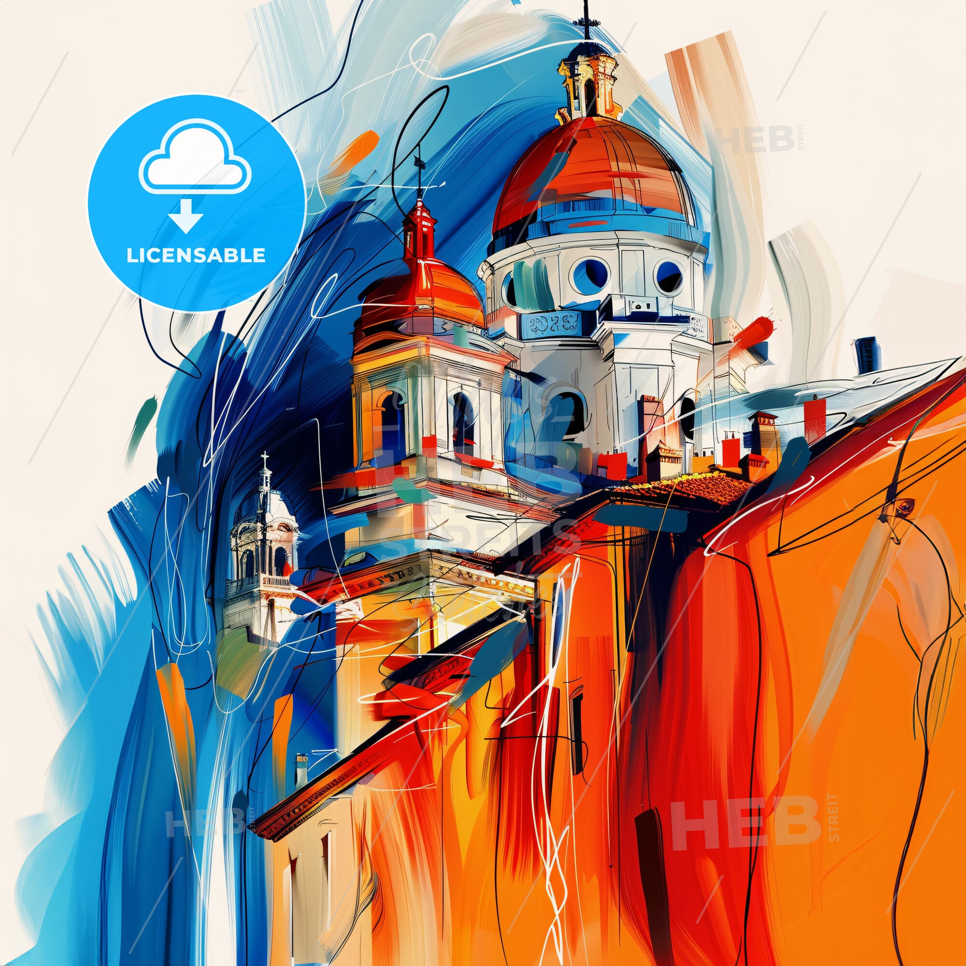 Vibrant Trieste , Italy - A Painting Of A Building