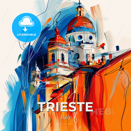Vibrant Trieste , Italy - A Painting Of A Building - Square format print template