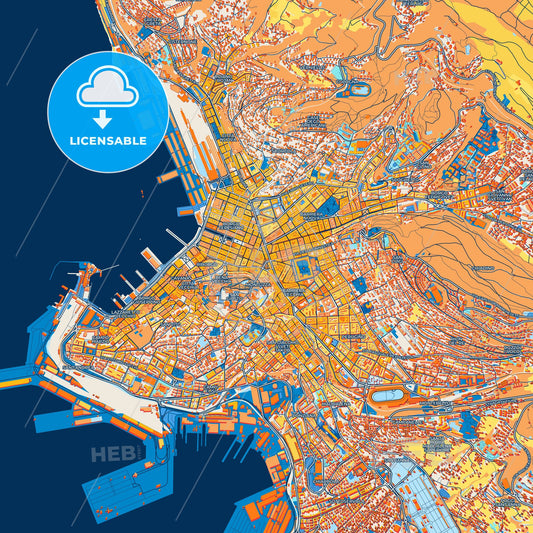 Colorful Trieste Street Map with Labels and Buildings