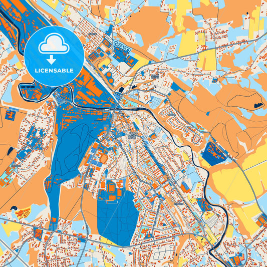 Colorful Třinec Street Map with Labels and Buildings