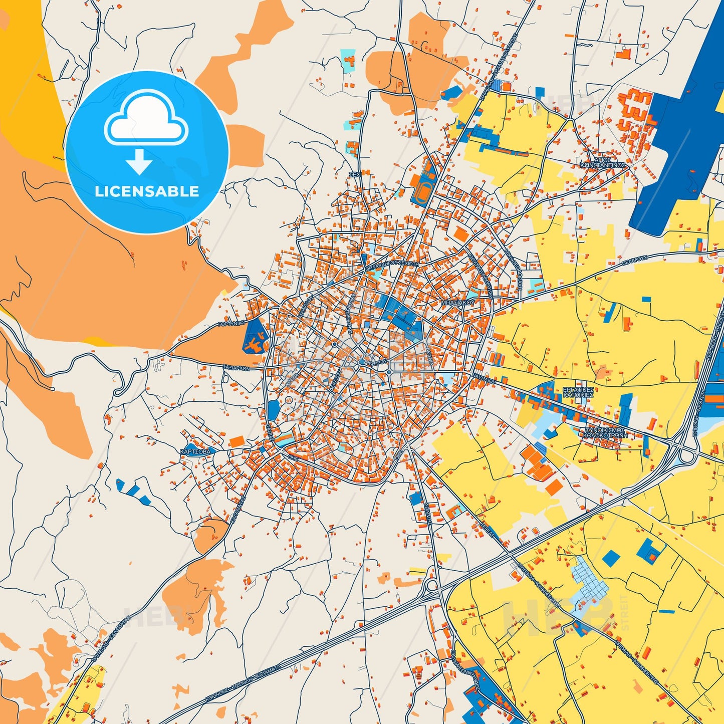 Colorful Tripoli Street Map with Labels and Buildings
