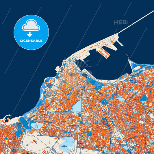 Colorful Tripoli Street Map with Labels and Buildings