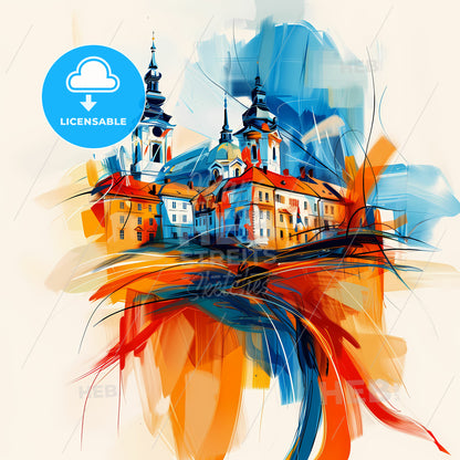 Vibrant Trnava, Slovakia - A Painting Of A Building