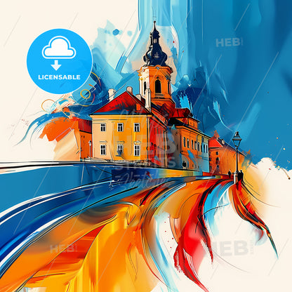 Vibrant Trnava, Slovakia - A Painting Of A Building