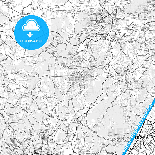 Trofa, Portugal light map with streetnames, citynames and districts