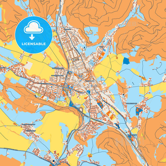 Colorful Trofaiach Street Map with Labels and Buildings