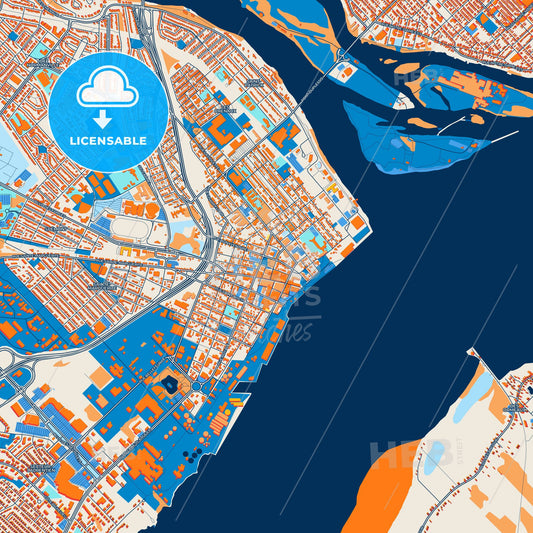 Colorful Trois-Rivières Street Map with Labels and Buildings