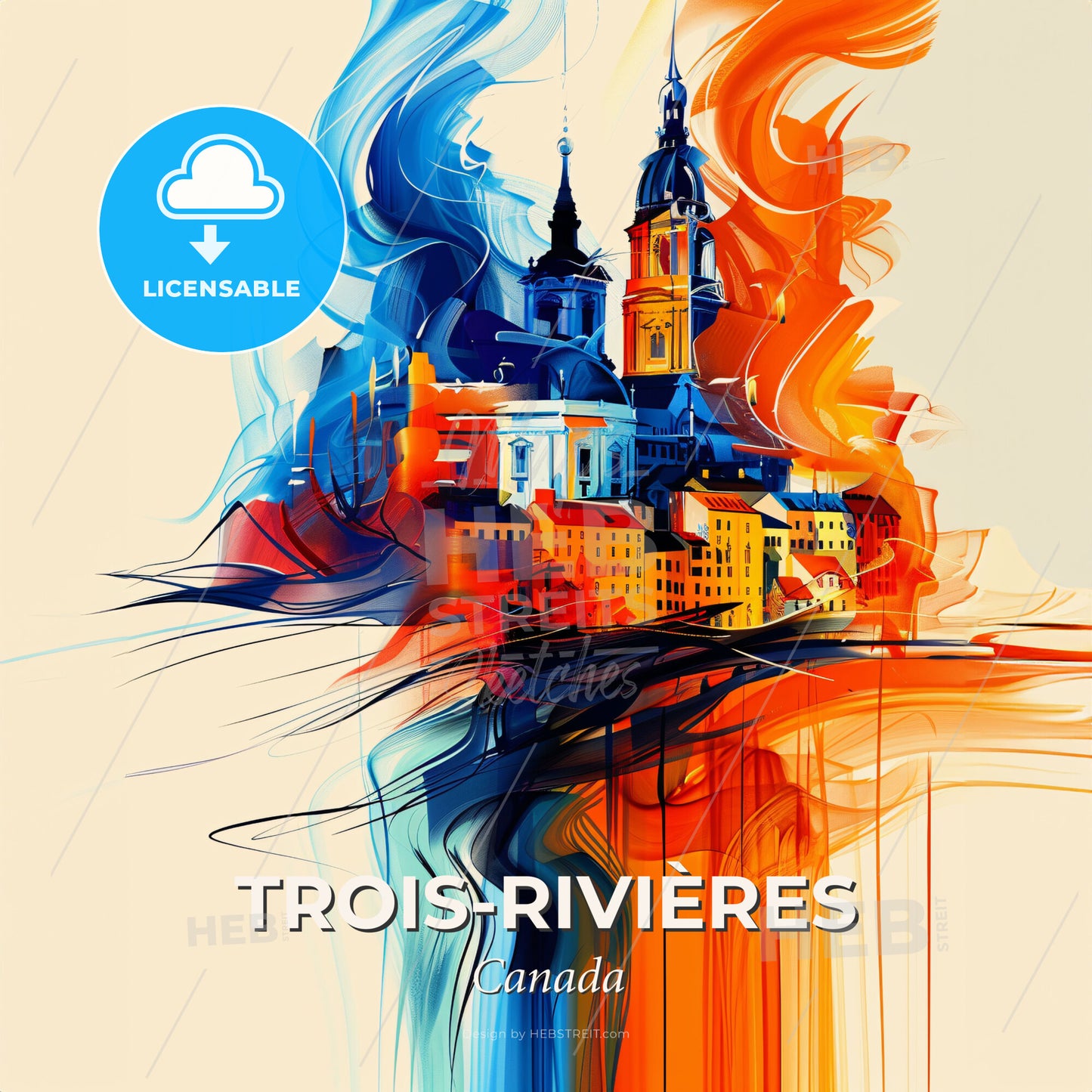 Vibrant Trois-Rivières, Canada - A Colorful Painting Of A City - Square format print template