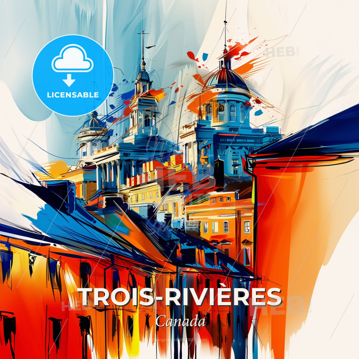Vibrant Trois-Rivières, Canada - A Painting Of A City - Square format print template