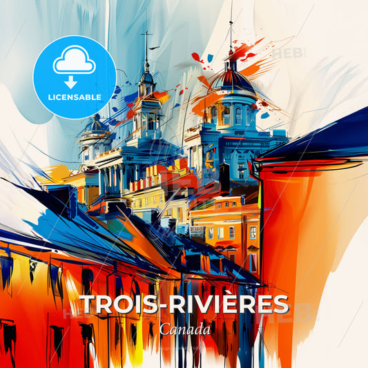 Vibrant Trois-Rivières, Canada - A Painting Of A City - Square format print template