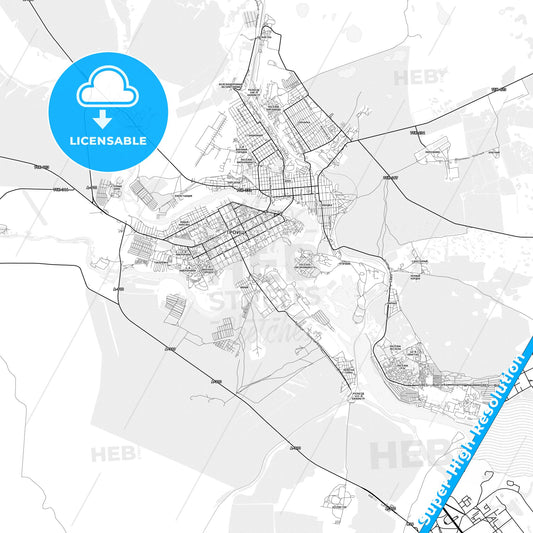 Troitsk, Russia light map with streetnames, citynames and districts