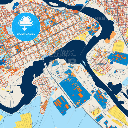 Colorful Troitsk Street Map with Labels and Buildings