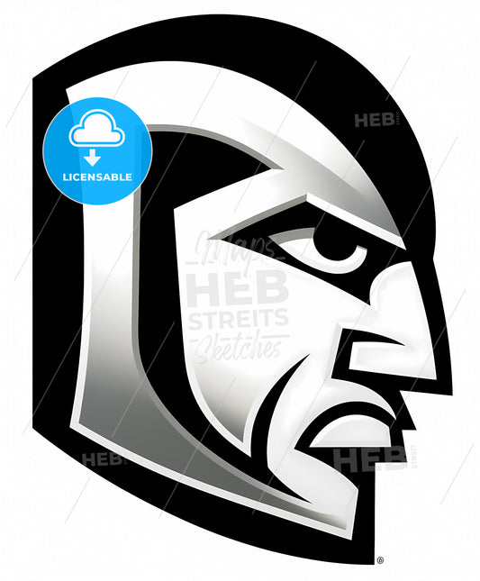 Bold Trojan Mascot Line Art Logo - Black and White Painting Sketch