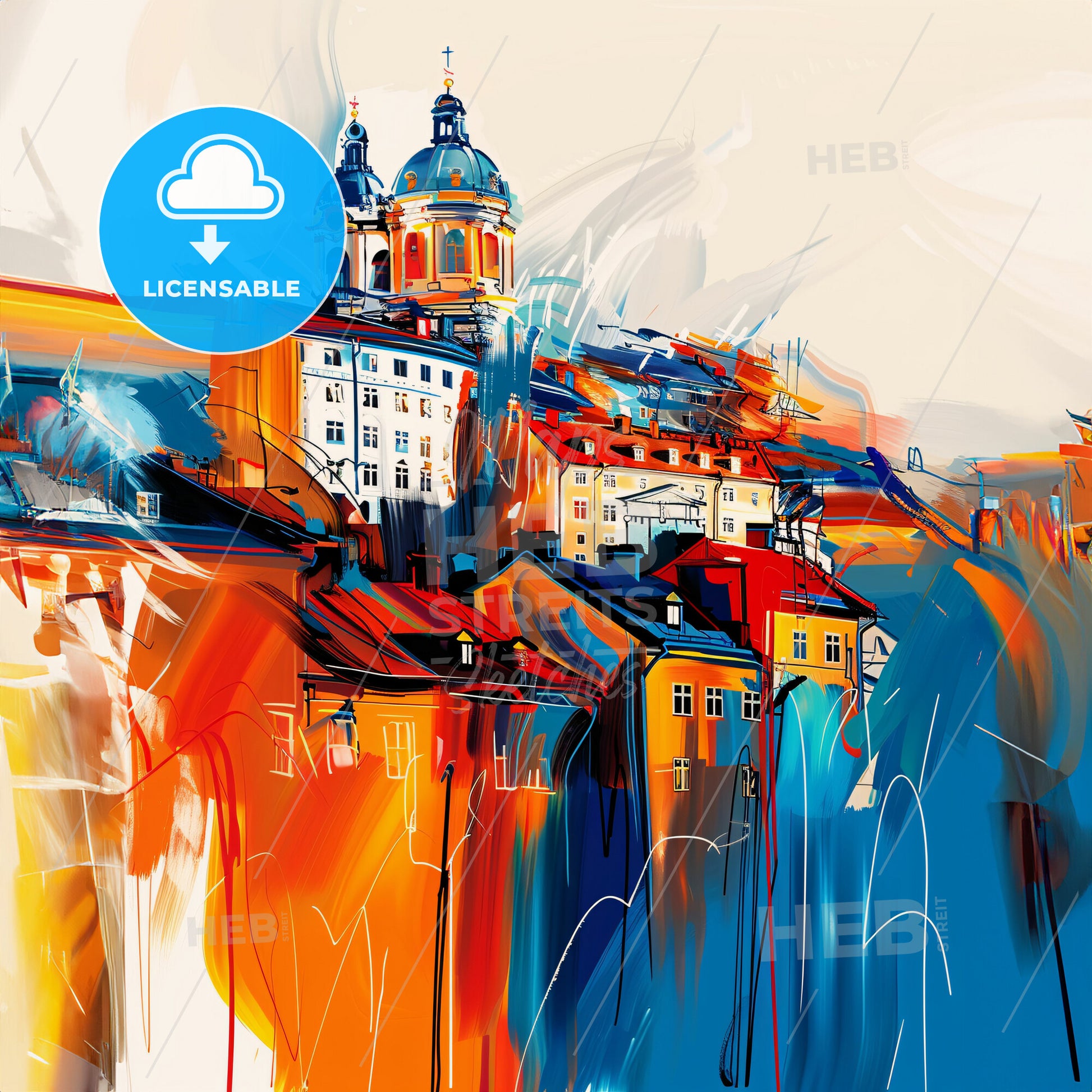 Vibrant Trollhättan, Sweden - A Painting Of A City