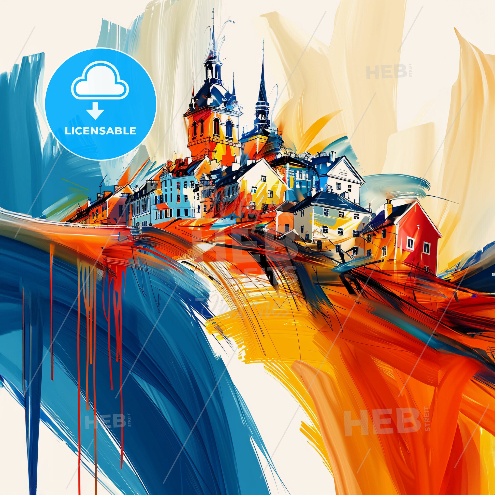 Vibrant Trondheim, Norway - A Painting Of A Town