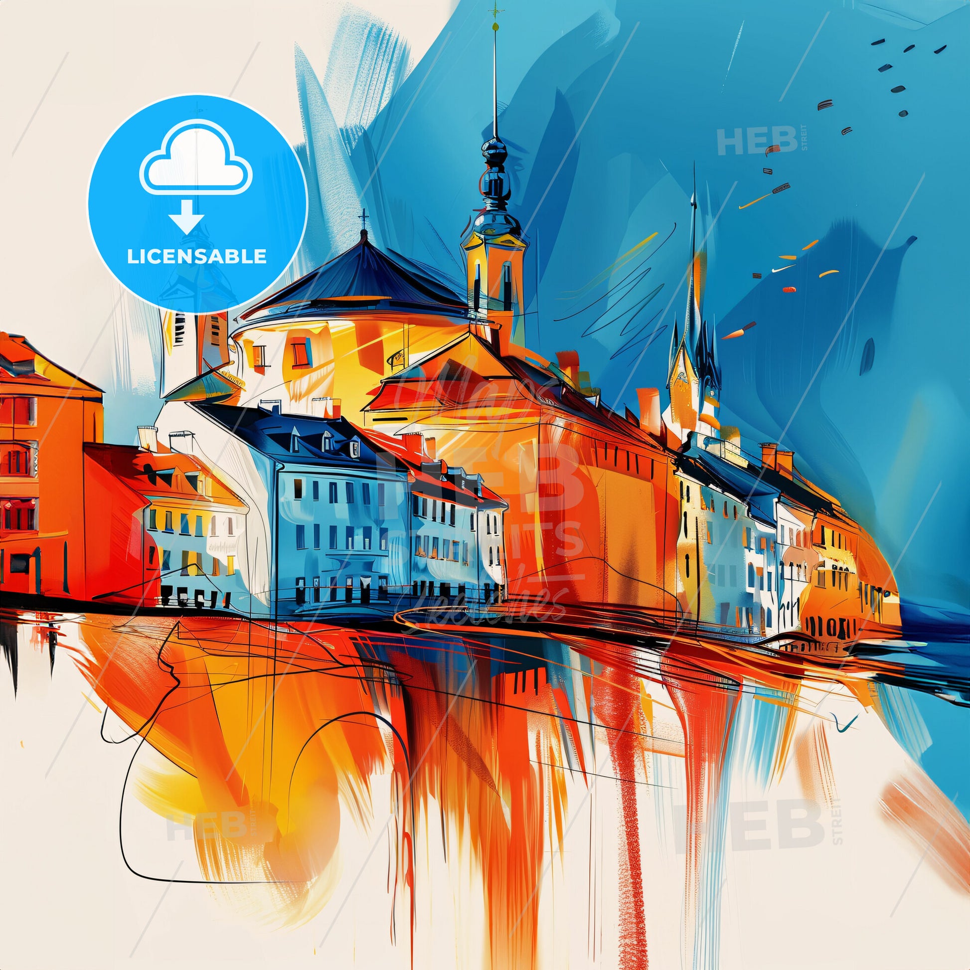 Vibrant Trondheim, Norway - A Painting Of A City