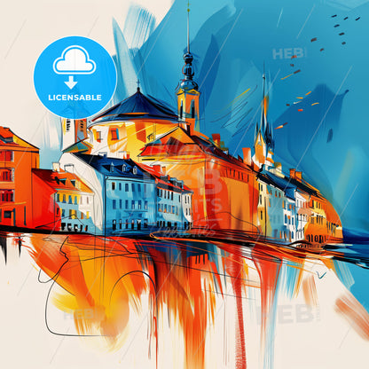 Vibrant Trondheim, Norway - A Painting Of A City