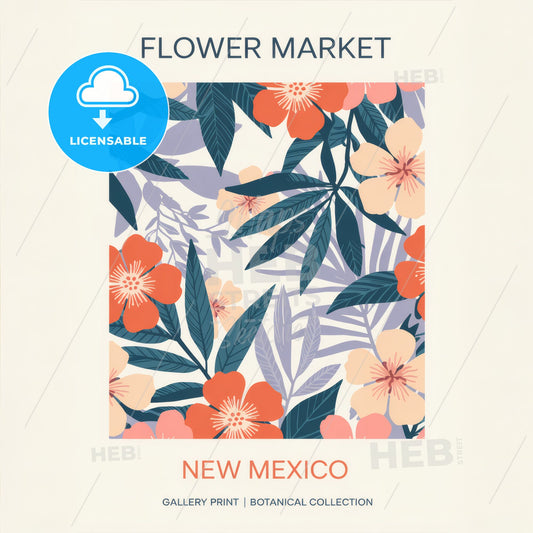 Tropical Elegance: Muted Floral Gallery Print - Flower Market, New Mexico