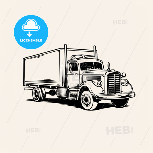 Truck - A Black And White Drawing Of A Truck