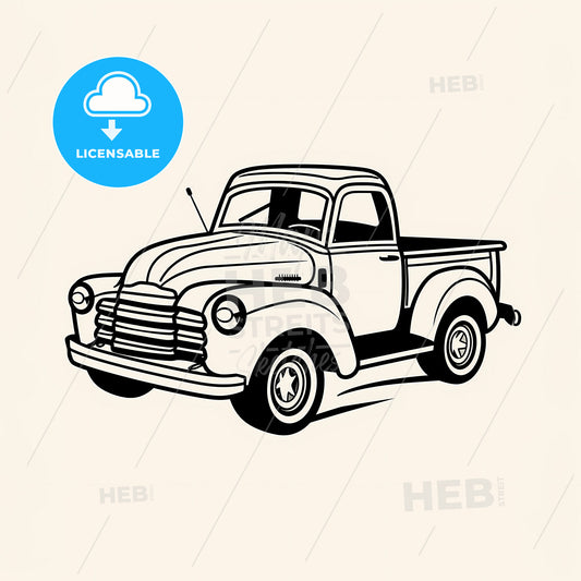 Truck - A Black And White Drawing Of A Truck