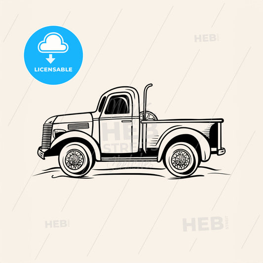 Truck With White Wheels - A Drawing Of A Truck