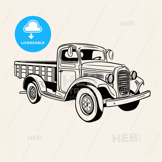 Truck With White Wheels - A Drawing Of A Truck