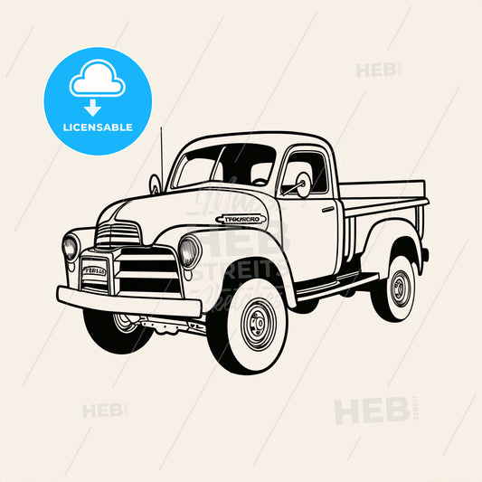 Truck With White Wheels - A Drawing Of A Truck