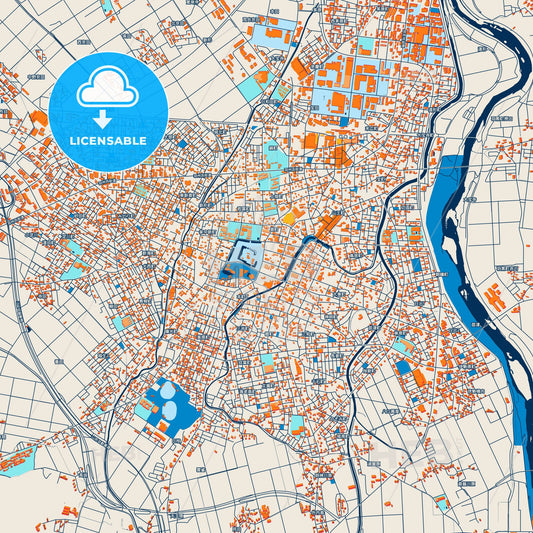 Colorful Tsuruoka Street Map with Labels and Buildings