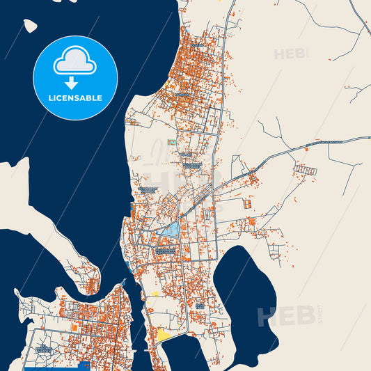 Colorful Tual Street Map with Labels and Buildings