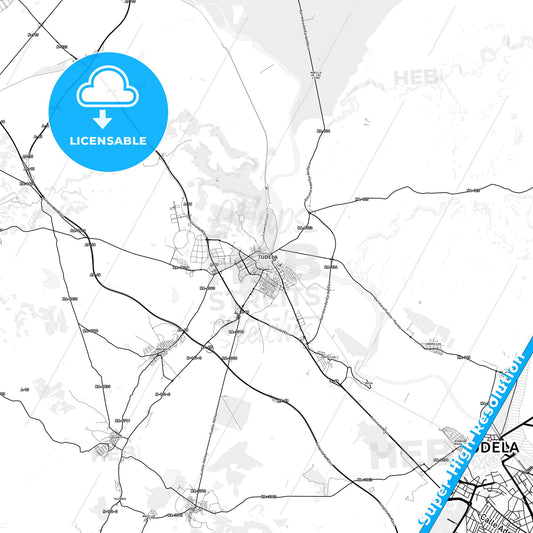 Tudela, Spain light map with streetnames, citynames and districts
