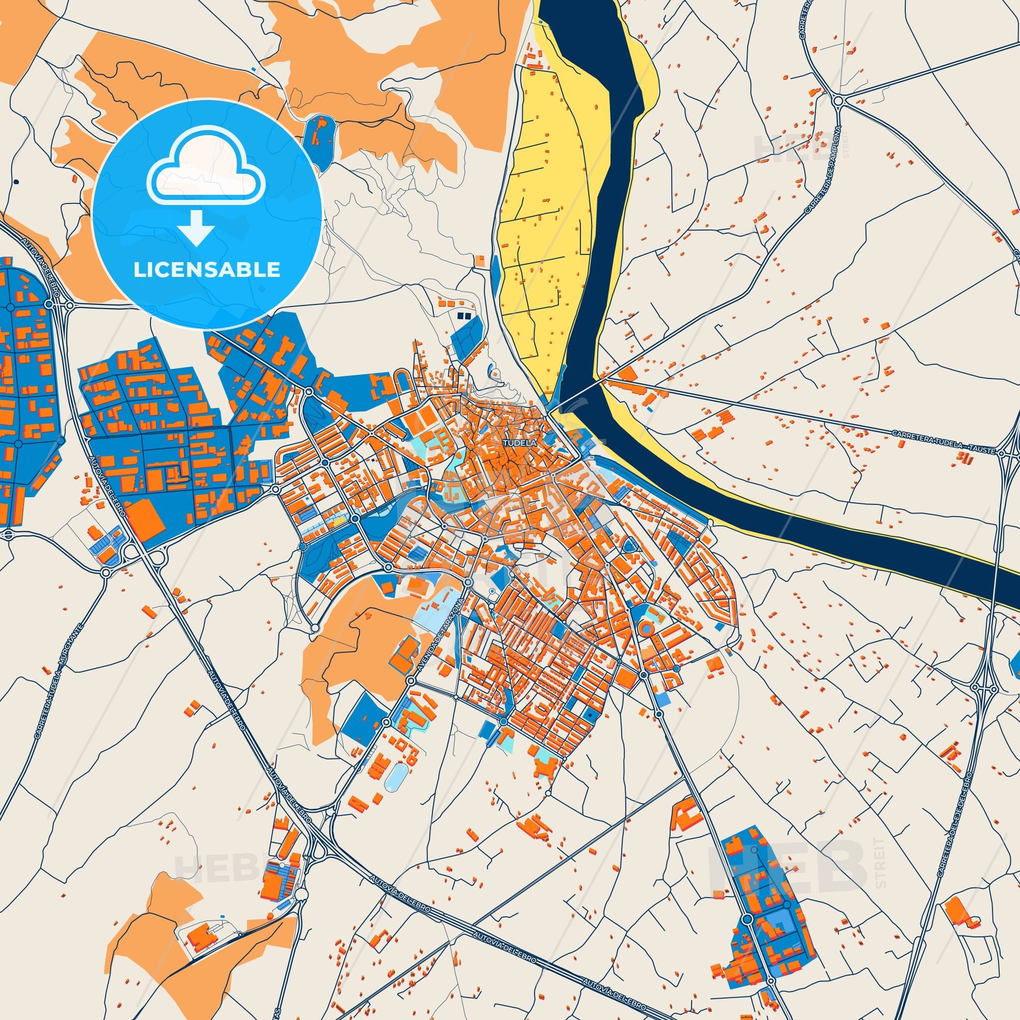 Turrella Postcode Map Colorful Tudela Street Map With Labels And Buildings – HEBSTREITS