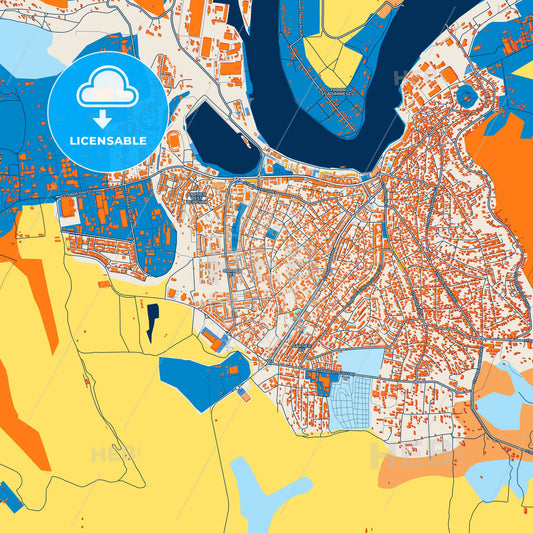 Colorful Tulcea Street Map with Labels and Buildings