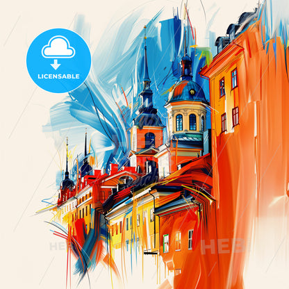 Vibrant Tumba, Sweden - A Painting Of A Building