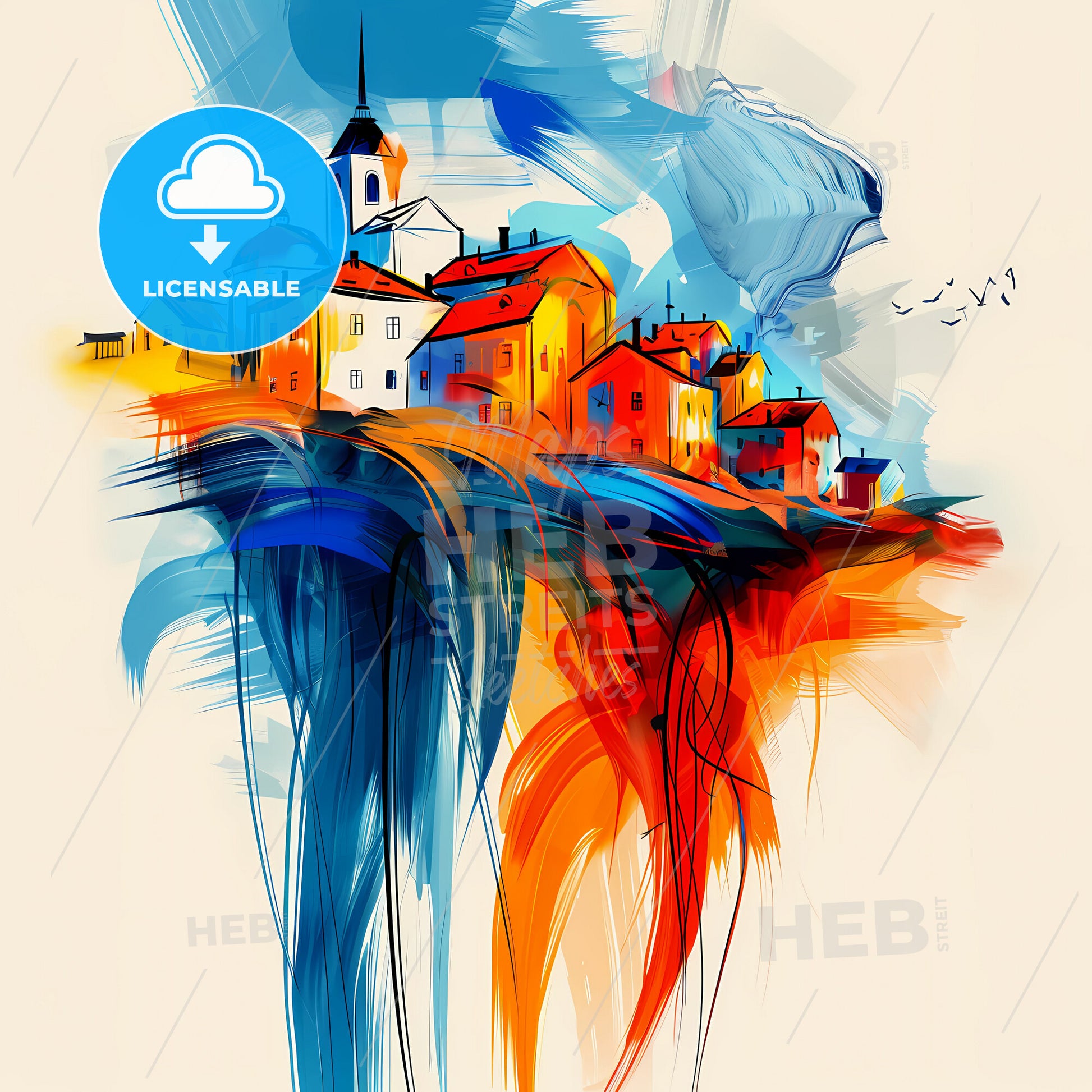 Vibrant Tumba, Sweden - A Painting Of A Town