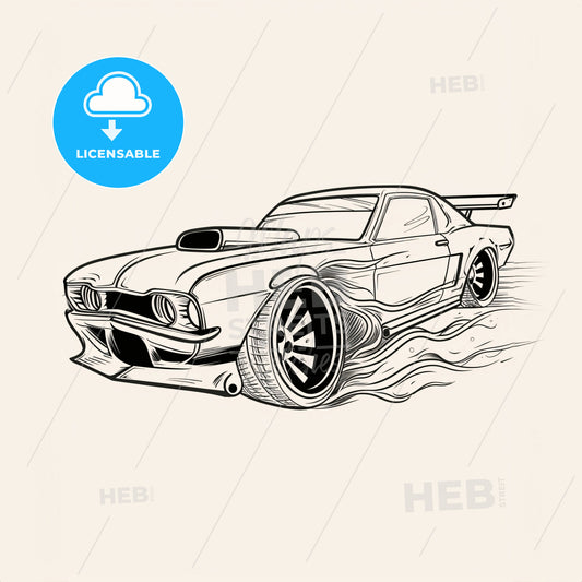 Tuner Car - A Black And White Drawing Of A Car