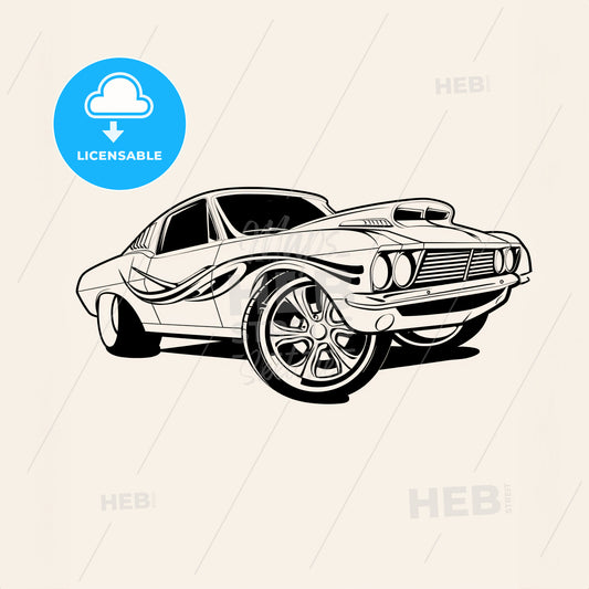 Tuner Car - A Black And White Drawing Of A Car