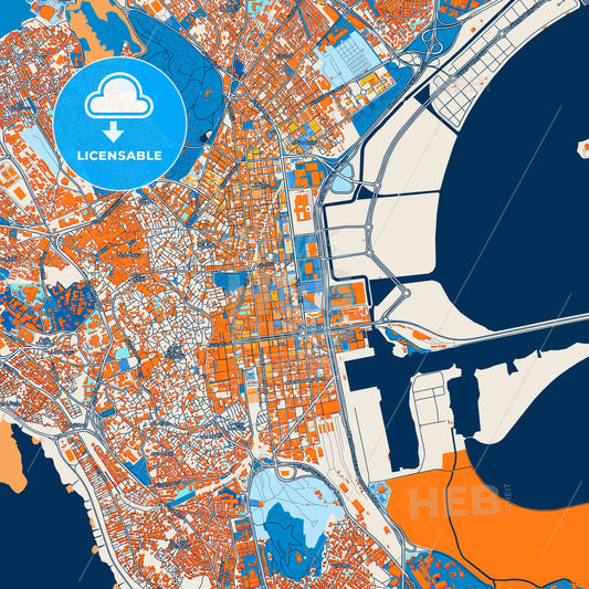 Colorful Tunis Street Map with Labels and Buildings
