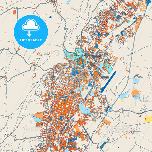 Colorful Tunja Street Map with Labels and Buildings