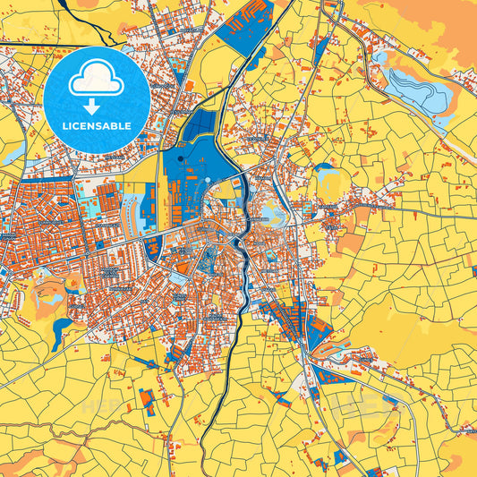 Colorful Turhal Street Map with Labels and Buildings