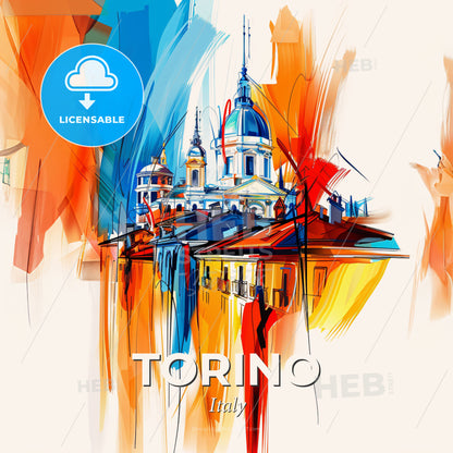 Vibrant Torino , Italy - A Painting Of A Building - Square format print template