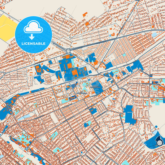 Colorful Turkistan Street Map with Labels and Buildings