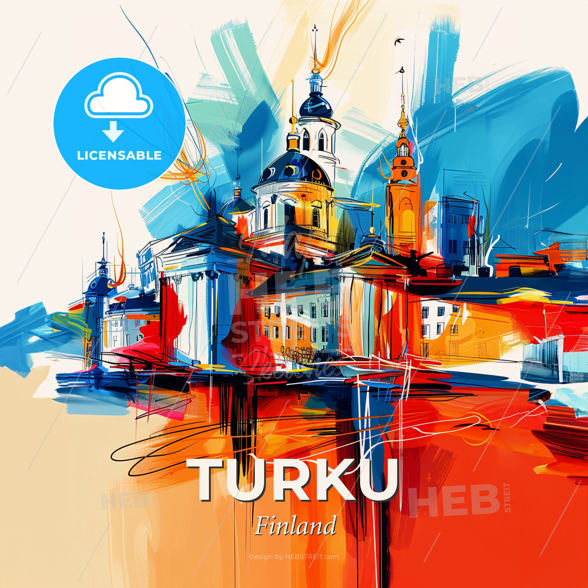 Vibrant Turku, Finland - A Painting Of A City - Square format print template