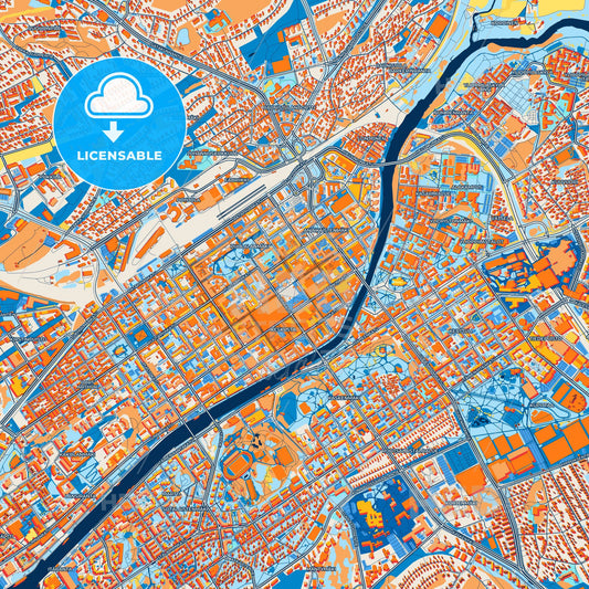 Colorful Turku Street Map with Labels and Buildings