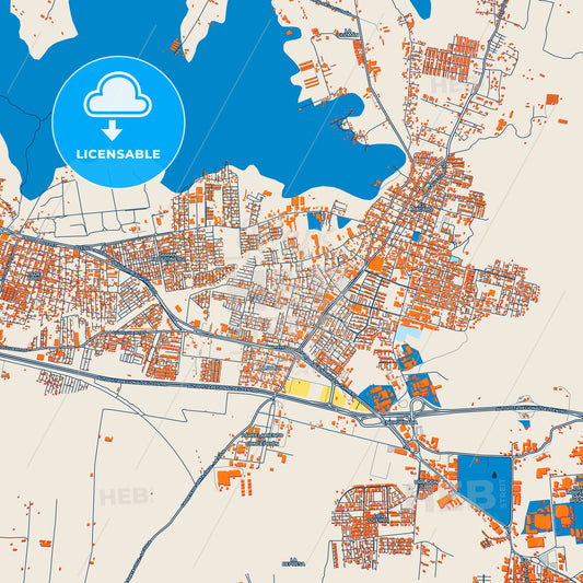 Colorful Turmero Street Map with Labels and Buildings