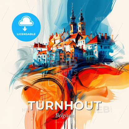 Vibrant Turnhout, Belgium - A Painting Of A City - Square format print template