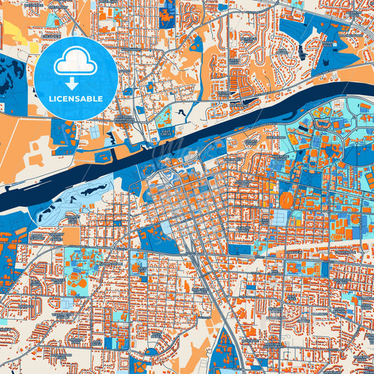 Colorful Tuscaloosa Street Map with Labels and Buildings