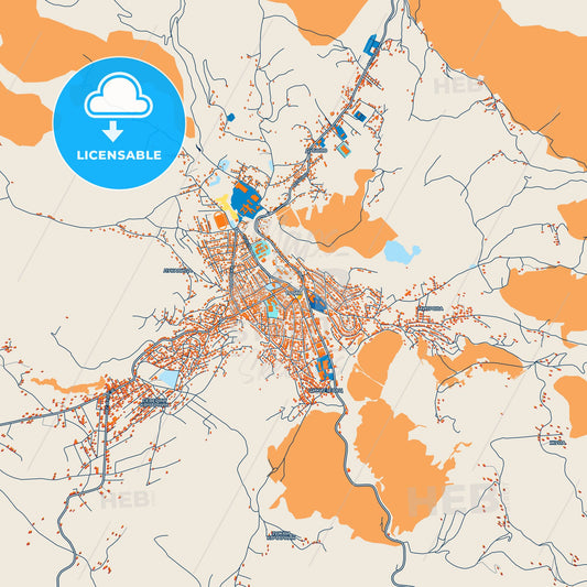 Colorful Tutin Street Map with Labels and Buildings