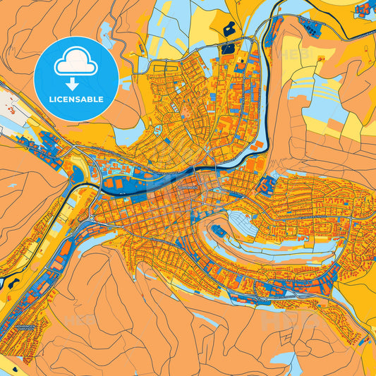 Colorful Tuttlingen Street Map with Labels and Buildings